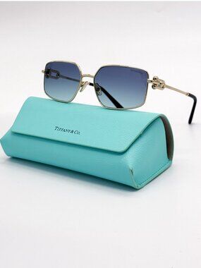 New Tiffany & Co TF3111 6202/9S Gold Blue Women Sunglasses